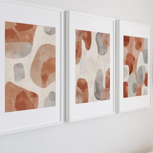 Muted Terracotta Abstract Wall Art | Scandinavian Organic Shapes Prints for Warm and Modern Spaces