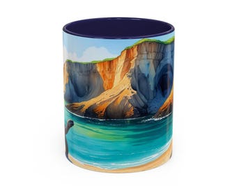 Galápagos Watercolor Mug, tropical turtle and booby souvenir, eco gift, kitchen decor, vibrant island travel art