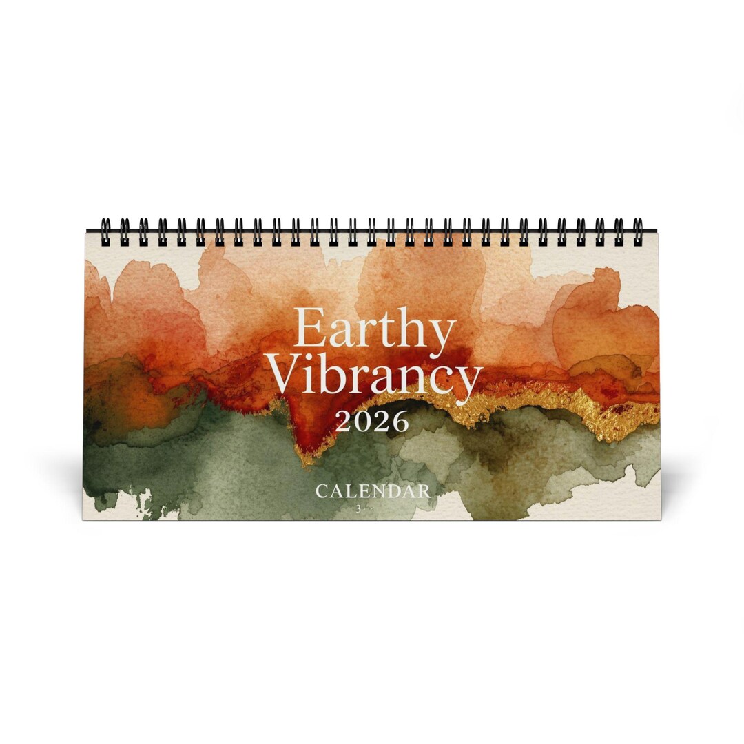 Earthy Vibrancy 2026 Desk Calendar – Abstract Watercolor Art in Earth ...