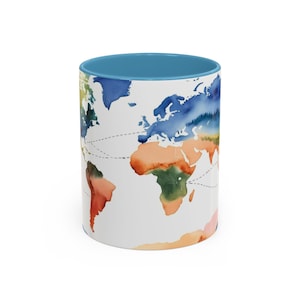 World Map Mug in Watercolor -  Ideal Gift for Travel and Adventure Lovers