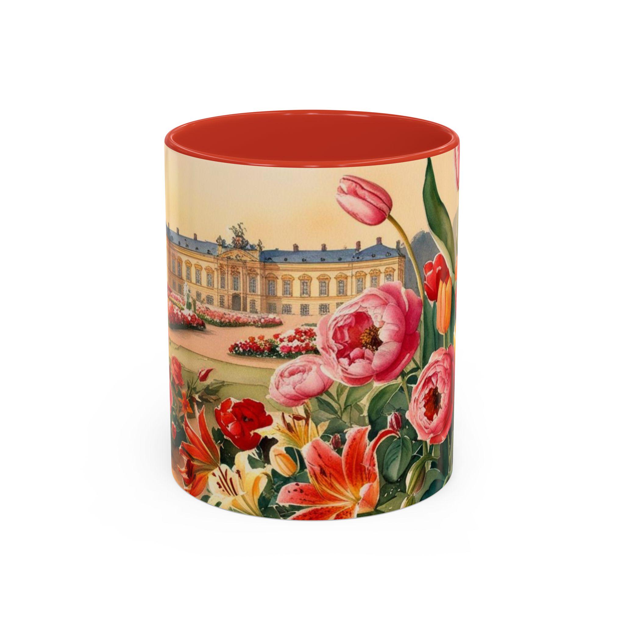 Vienna Watercolor Mug – Floral Garden with Baroque Palace Art