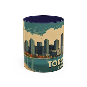Toronto Retro Mug Illustration | CN Tower Travel Art | Original Gift for Canada Lovers