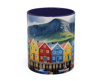 Bergen, Norway Mug Watercolor | Artistic souvenir design, unique travel gift, cozy kitchen decor