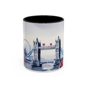 London Mug with Big Ben, Tower Bridge, and Buses - Classic Design for British Lovers