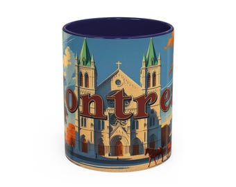 Montreal Watercolor Mug, vintage city souvenir, unique travel gift, elegant kitchen décor
