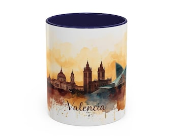 Valencia aquarelmok, vintage artistiek souvenir, origineel reiscadeau, keukendecoratie, keramiek met levendige kleuren