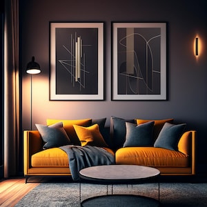 Minimalist Black and Gold Wall Art Set | Modern Elegant Digital Prints | Luxury Decor Download