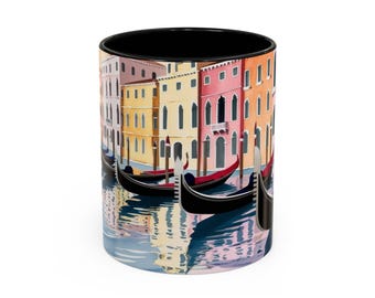 Venice Watercolor Mug – Colorful Canal Scene with Gondolas for Travel Lovers