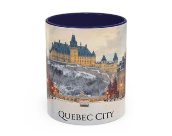 Quebec City Watercolor Mug, Canada travel souvenir, original gift, cozy kitchen decor, artistic coffee cup