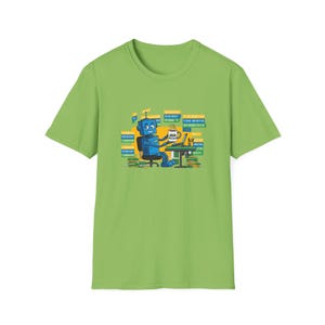 Lustiges „Java Processor“ T-Shirt mit Programmierroboter und Binärcode Bild 7