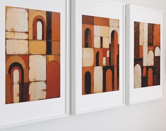 Terracotta Arch Wall Art Set + FREE 5x7" Bonus Print | Modern Earthy Abstract Decor