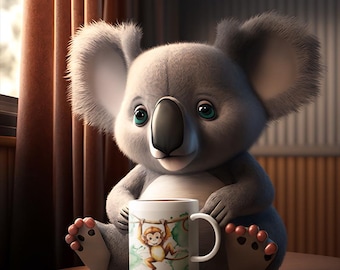 Hanging Monkey Watercolor Mug - Ideal for Animal Lovers and Good Humor