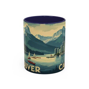 Tasse Vancouver Retro Illustration | Souvenir canadien | Décoration de cuisine vintage ou cadeau de voyage