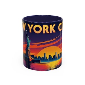 New York City Vintage Mug | Retro Statue of Liberty Illustration | Travel Gift, Urban Decor, NYC Souvenir