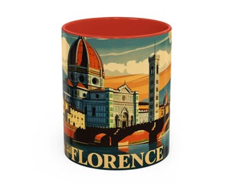 Florence Vintage Mug, Italy retro travel gift, cozy kitchen decor, artistic city souvenir