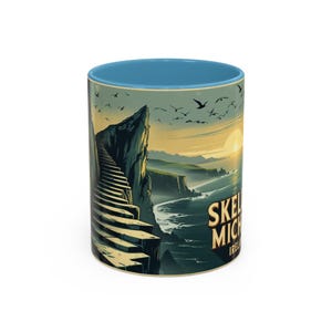 Skellig Michael Mug | Ireland Watercolor Art, Celtic Vintage Style, Nature Travel Gift, Scenic Souvenir