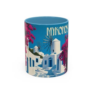 Mykonos Vintage Mug | Colorful Greek souvenir | Unique gift for travel and island lovers