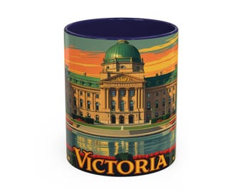 Victoria Watercolor Mug, vintage artistic souvenir, unique travel gift, stylish kitchen décor