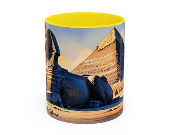 Giza och sfinxen akvarellmugg, egyptisk souvenir, forntida historia gåva, exotisk dekoration