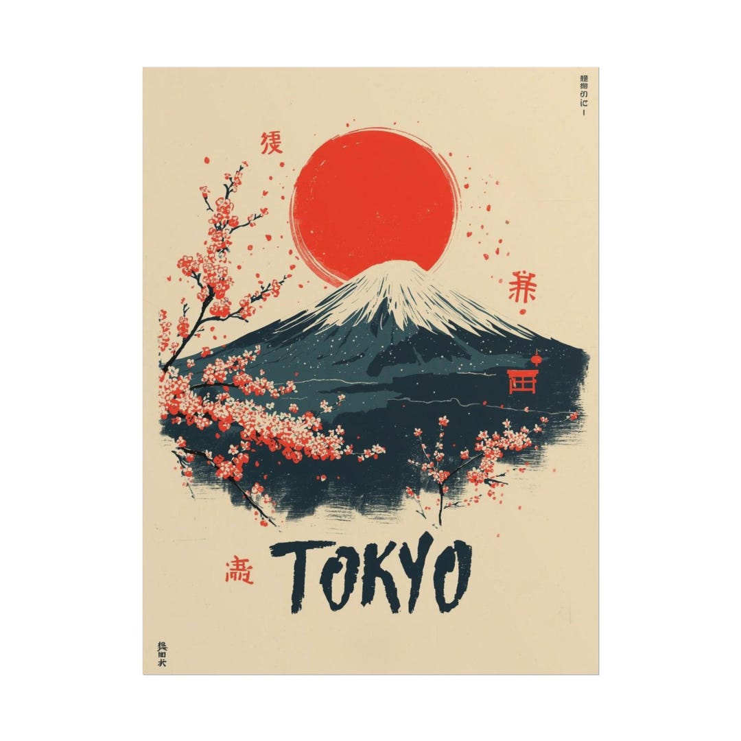Tokyo Vintage Poster | Japan Wall Art Print, Mount Fuji Illustration ...