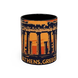 Athens Greece Vintage Mug | Retro Acropolis Illustration | Travel Gift, Mythology Art, Historical Keepsake