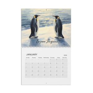 Calendario acquerello Antartide 2026 | Fauna selvatica e paesaggi polari | Arredamento minimalista e regalo naturalistico