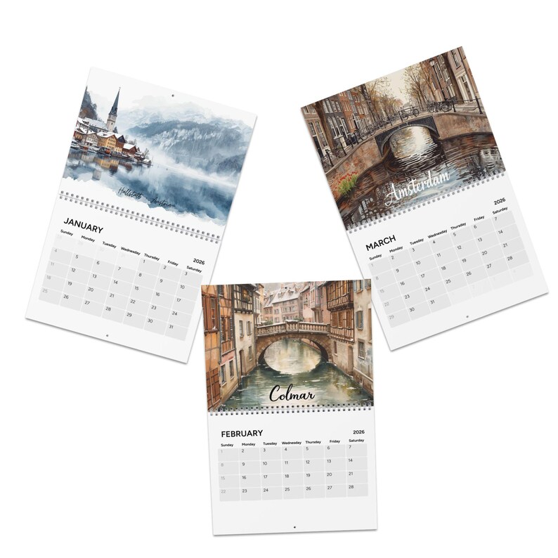 Europe in Watercolor” 2026 Calendar | 12 European Cities Month by Month ...