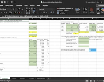 Plantilla de Excel para análisis de bienes raíces comerciales y suscripción de multifamiliares (descarga digital)