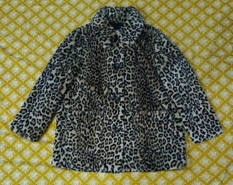 Leopard Print Faux Fur Coat for Women | Vintage Style Teddy Coat | Winter Warm Animal Print Jacket | Retro Chic Outerwear