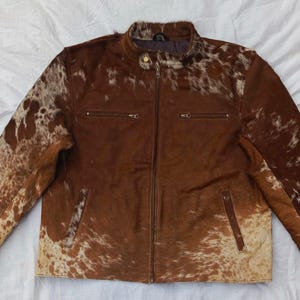 Genuine Cowhide Leather Jacket | Handmade Hair-On Fur Biker Coat | Rustic Western Style Outerwear for Men