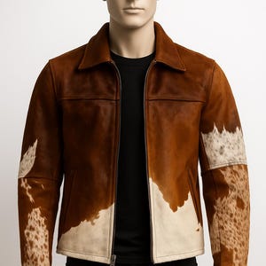 Veste western vintage – Manteau de cowboy en cuir véritable pour homme et femme