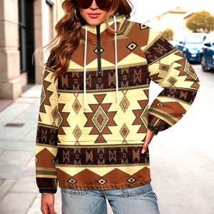 Op maat gemaakte Native American Navajo-patroon dames lente zachte warme trui fleece