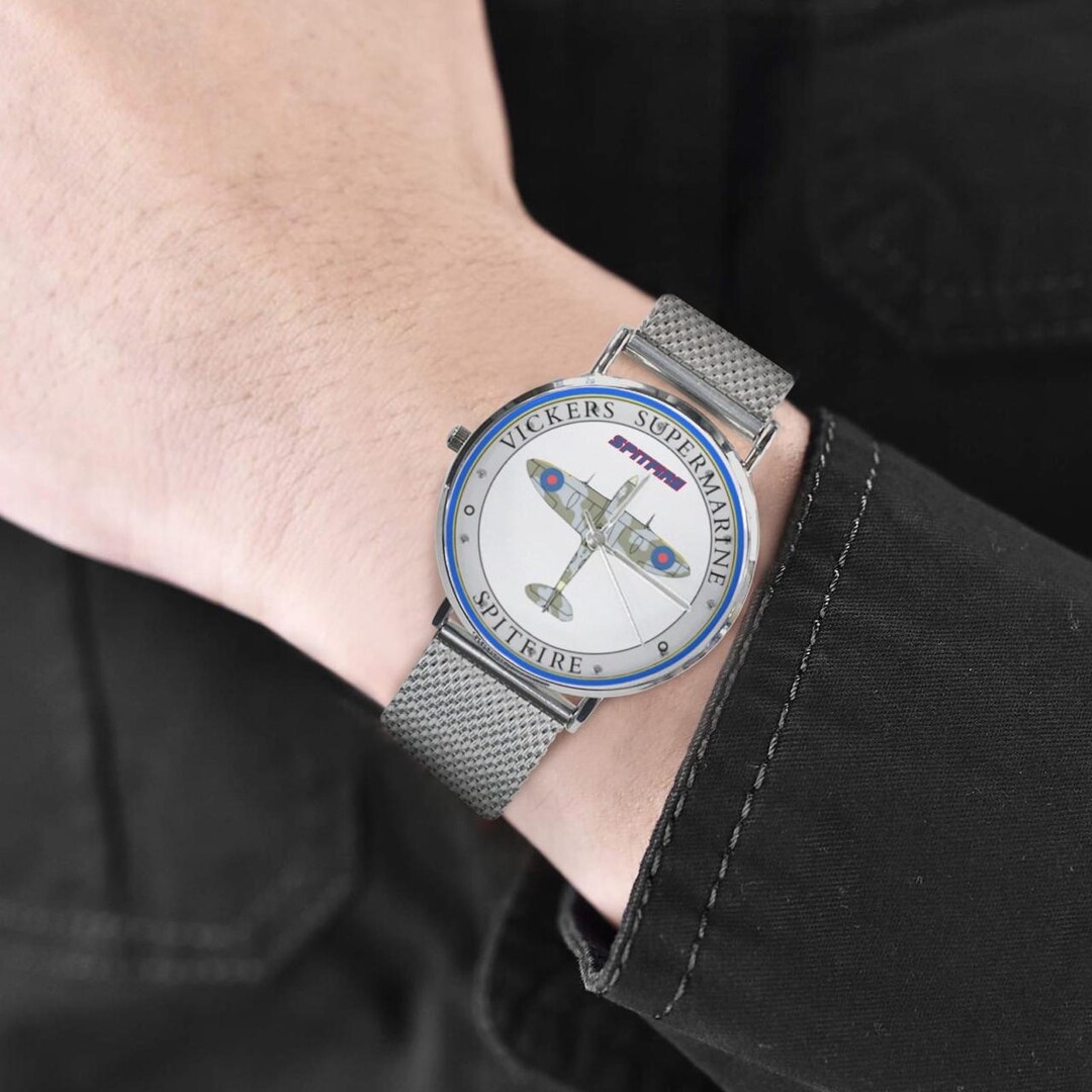 Men's Women's Vickers Supermarine Spitfire Blue Bisel Waterproof Steel ...