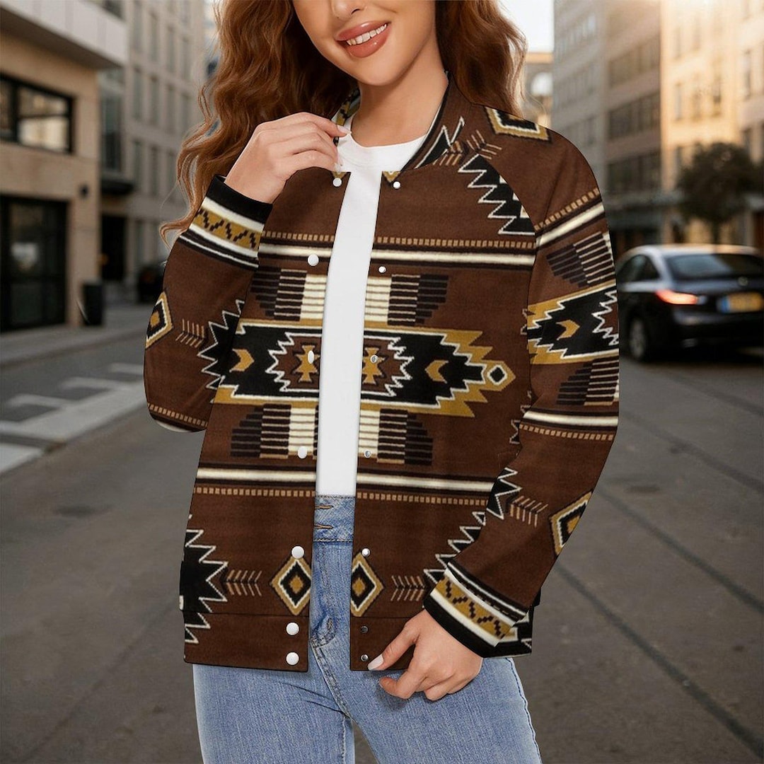 Women's Spring Custom Native American Navajo Pattern Botton Down Coat ...