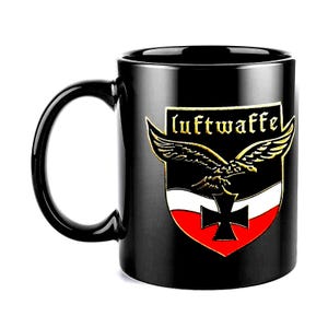 Luftwaffe Black & Red Emblem Ceramic Coffee Mug (Comes With Your Initials or Rank And Name At No Additional Charge!)
