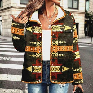 Op maat gemaakt Native American Cherokee-patroon lente warme sherpafleecejas