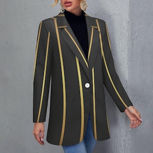 Women&#39;s Madison Ave Black Light Gold Madison Ave Summer Fall Seasonal Event Formal Casual Blazer Jacket..