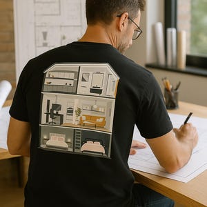 Unisex Tee for Architecture Students, Designers & Minimalist Home Lovers - Modern Floorplan T-Shirt – Architect Gift