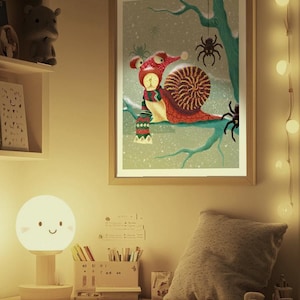 Decoración infantil, fondo de pantalla para iPad, póster infantil, póster de descarga digital, ilustración de animales, cuadro de pared, regalo para niños, caracol