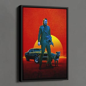 John Wick-poster, John Wick en "the Dog"-poster, John's Dying Dog and Car-poster, Keanu Reeves-filmposter, filmposter, John Wick Glass