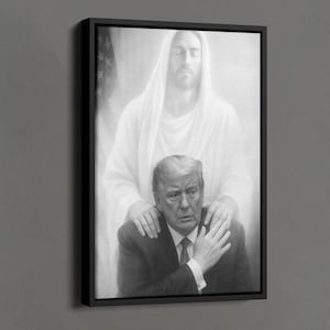 Donald Trump und Jesus Poster, Jesus betet zu Trump Print, Die göttliche Kraft hinter Donald Trump Wandkunst, Jesus Geschenke, Trump Fan Geschenk,