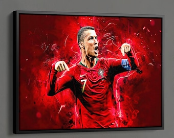 Stampa di Cristiano Ronaldo, Poster di Cristiano Ronaldo, Poster sportivo, Arte murale di calcio, Poster iconico di CR7, Calcio leggendario, Regali per i fan di Ronaldo