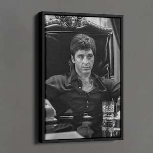 Scarface Poster, Alpacino Print, Tony Montana Black and White Photography, Al Pacino Movie Posters, The World Is Yours Canvas Wall Decor