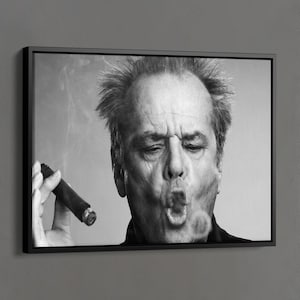 Jack Nicholson Print, Jack Nicholson Cigar, Black and White Print, Movie Star Poster, American Actor Photography, Large Canvas Wall Decor