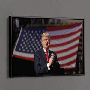 President Donald Trump Canvas and Glass Wall Art, President of USA Print, Trump Poster, American Flag Wall Art, Political Memorabilia Gifts