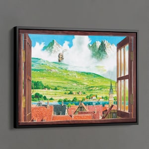 Howl&#39;s Moving Castle Canvas, Studio Ghibli Wall Decor, Howl&#39;s Moving Castle Poster, Anime Wall Art, Ghibli Inspired Art, Anime Lover Gift
