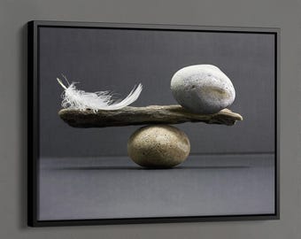 Veer en steen balans poster, balans kunst aan de muur, motiverende print, wanddecoratie psychologie kliniek, hotel kunst aan de muur, positieve affirmatie