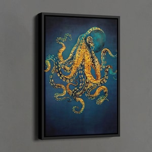 Octopus Print, Luxury Home Decor, Animal Canvas, Gold Canvas Wall Art, Contemporary Print, Sea Creature Poster, Sea Creatures Lover Gift