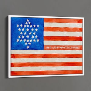 Vintage US Flag Art, United States Flag Art Print, American Flag Wall Decor, Watercolor Style US Flag Wall Decor, Official Office Wall Art