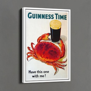 Guinness Vintage Ad Poster, Guinness Time Print, Alcohol Wall Art, Guinness Crab Poster, Vintage Kitchen Decor, Beer Poster, Bar Wall Decor